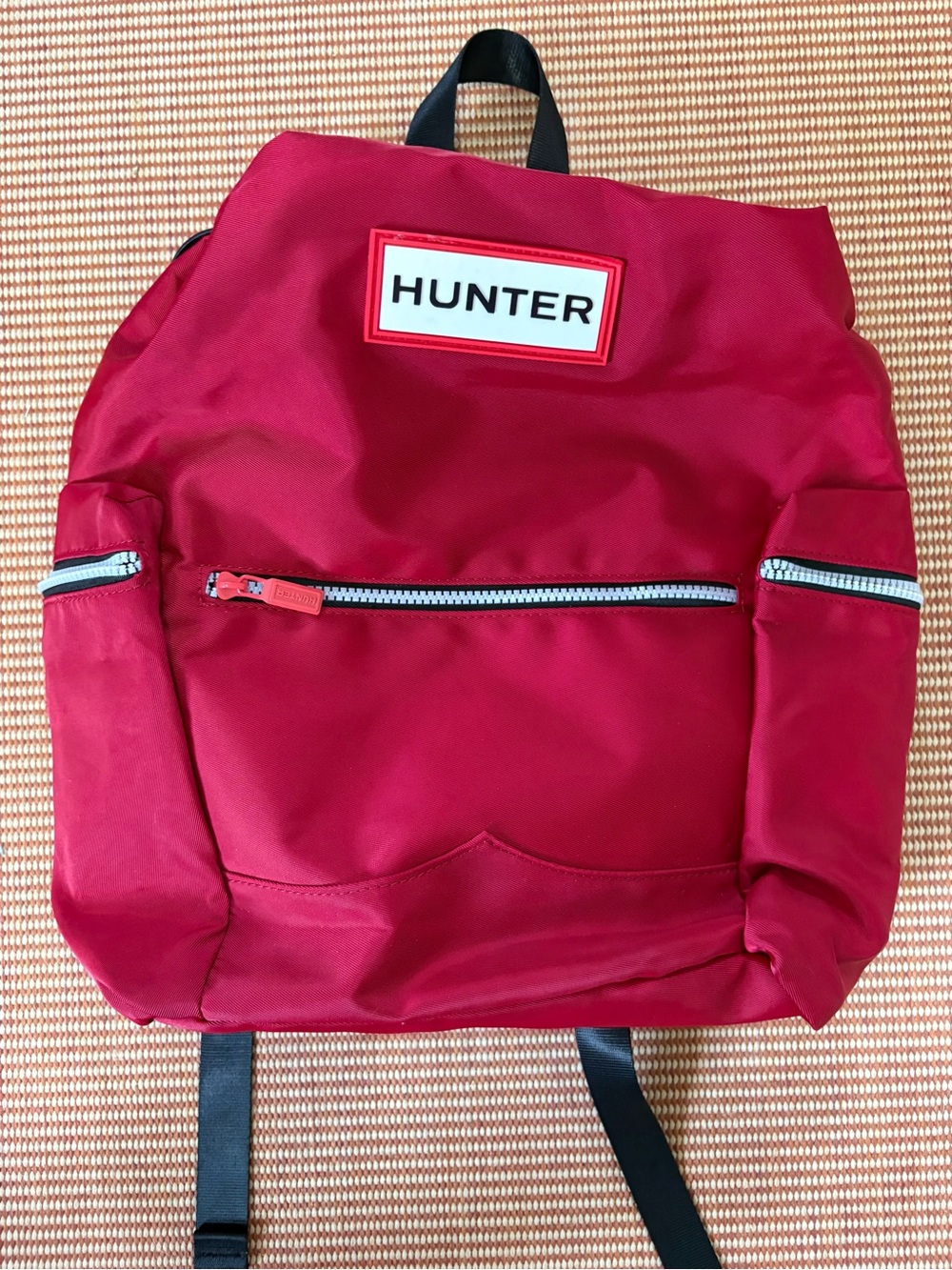 Hunter Bright Red Nylon Backpack with Black Straps